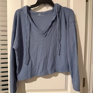 Gilly Hicks Dusty Blue V-Neck Hooded Sweater